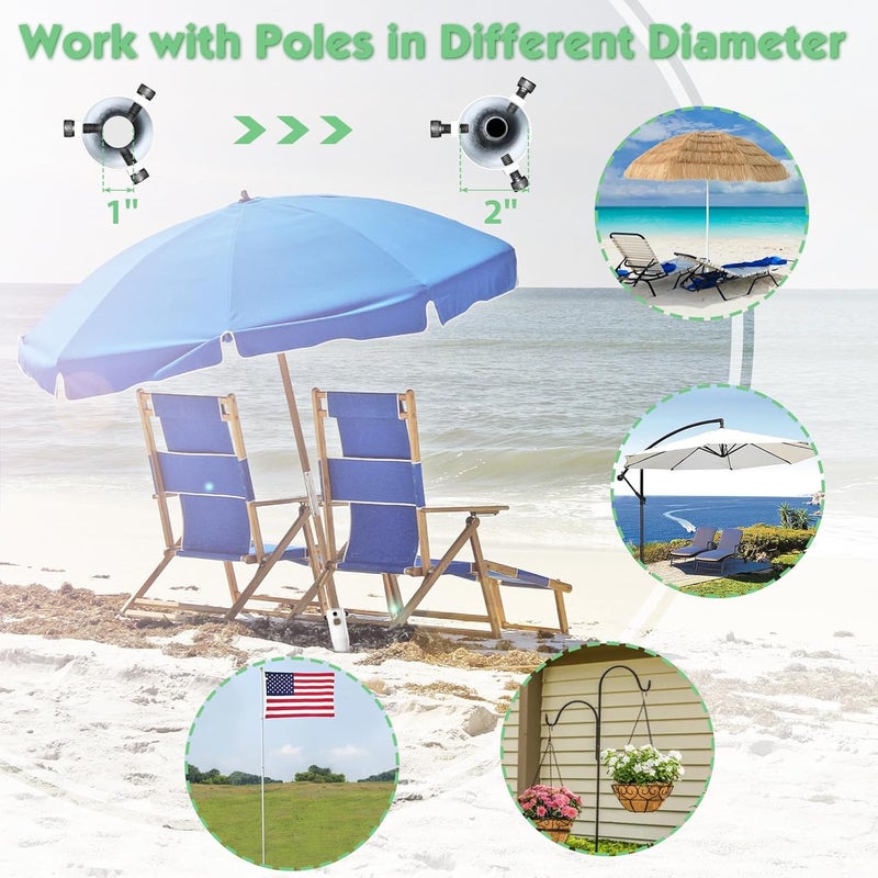 DAKEPOLE Beach Umbrella Sand Anchor,Heavy Duty Metal No Dig Beach Sand Ground Umbrella Anchor Stake,Windproof Strong Umbrella Screw Holder Stand for Umbrellas,Poles, Christmas Tree Stand Holder - Image 5